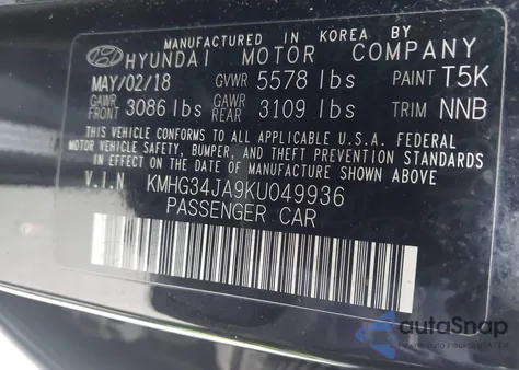 2019 Genesis G90 3.3T Premium z USA, uszkodzony, nr VIN KMHG34JA9KU049936